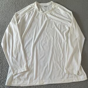 Lands End T Shirt 2XL Mens Long Sleeve Stretch Round Neck White Sport Active XXL